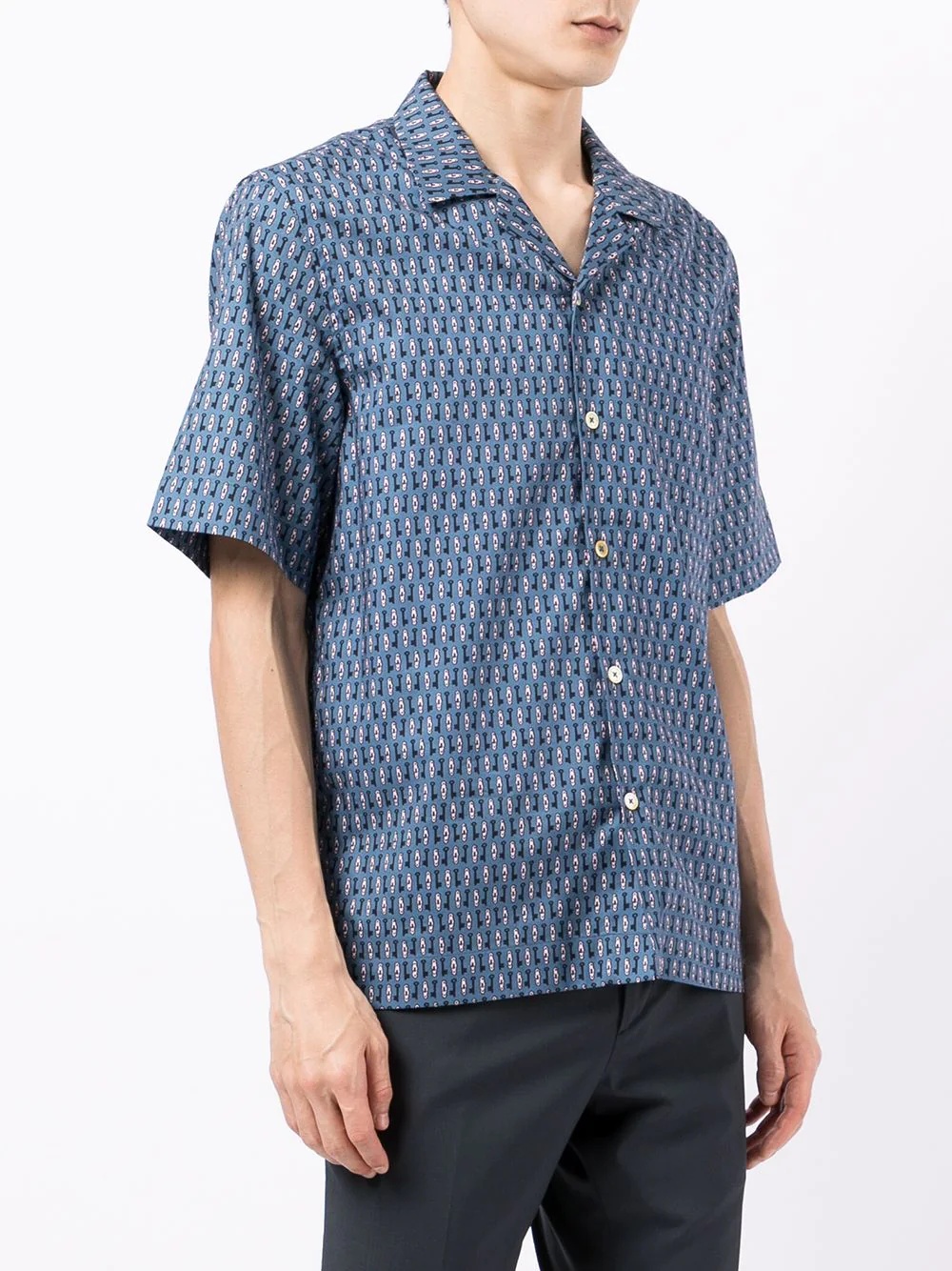 key-motif cotton shirt - 3