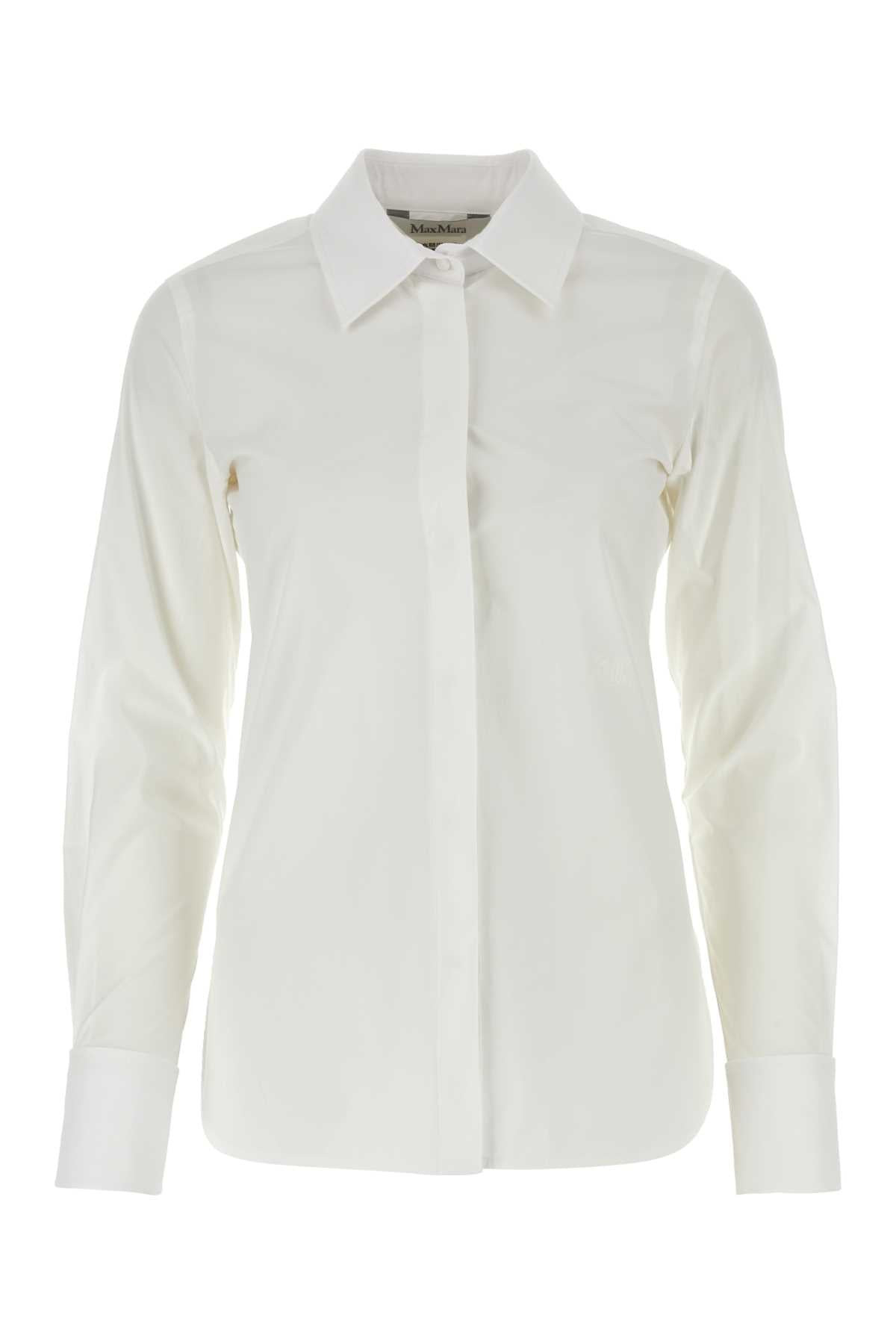 Max Mara Women White Stretch Poplin Shirt - 1