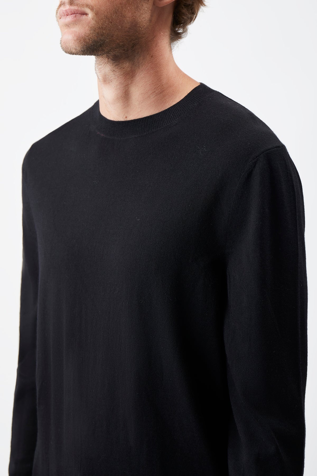 Palco Knit Crewneck in Black Merino Wool - 6