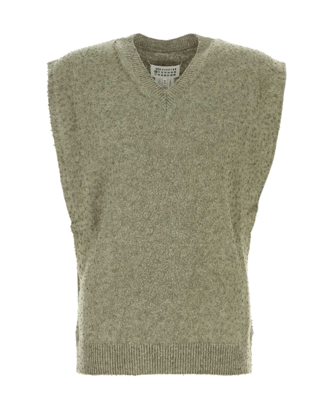 Sage Green Wool Blend Vest - 1