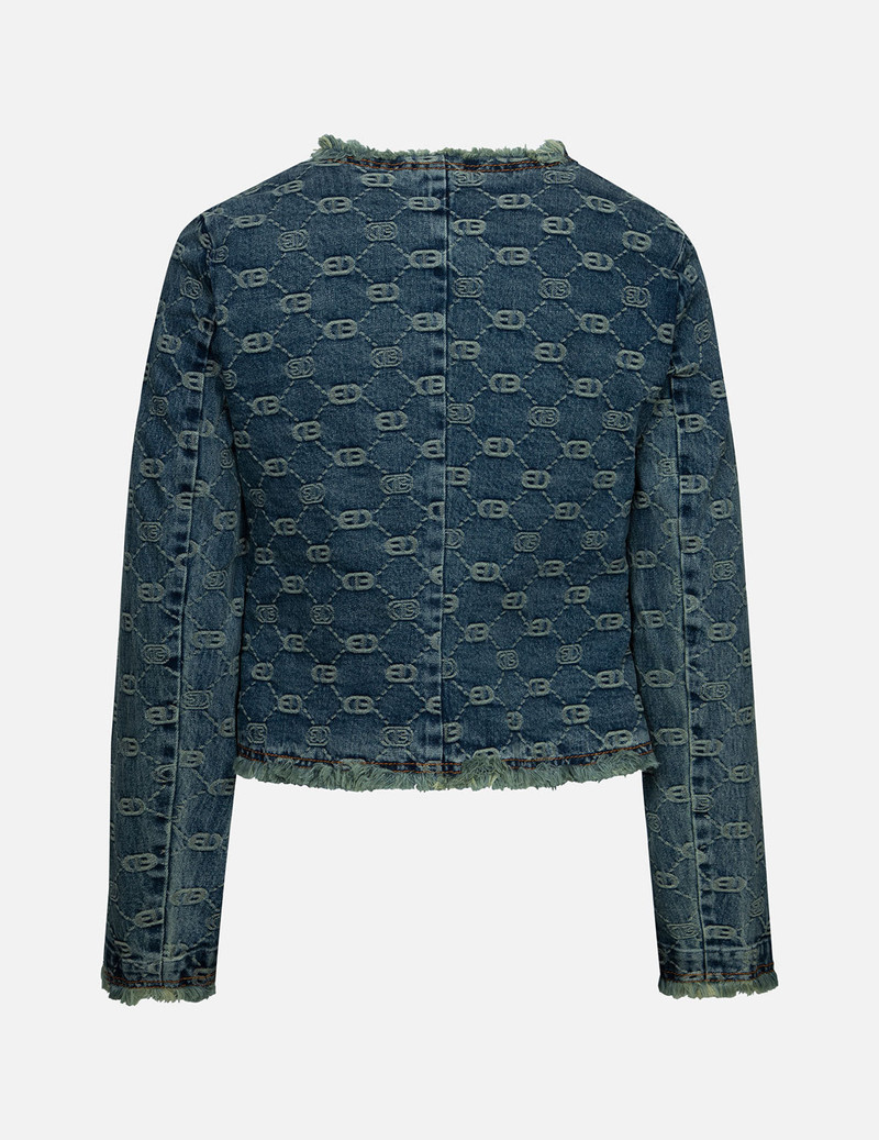 EVISU ALLOVER LOGO JACQUARD FASHION FIT DENIM JACKET outlook