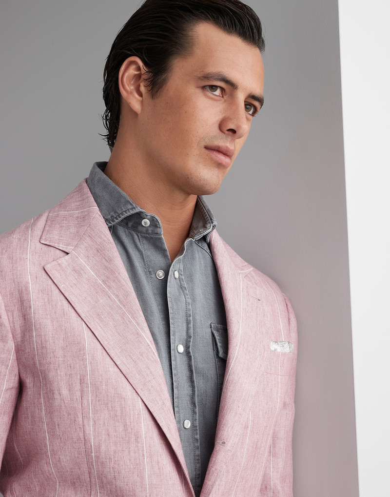 Linen wide chalk stripe deconstructed Cavallo blazer 3
