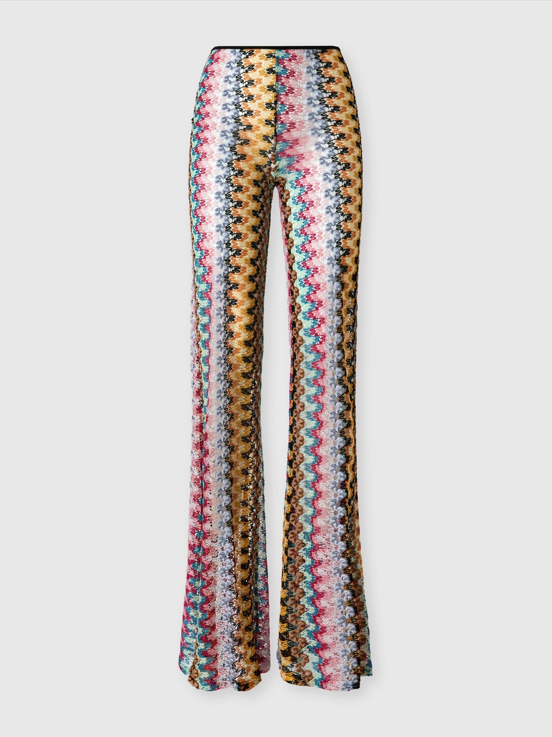 Low-rise flared trousers in lamé viscose lace - 1