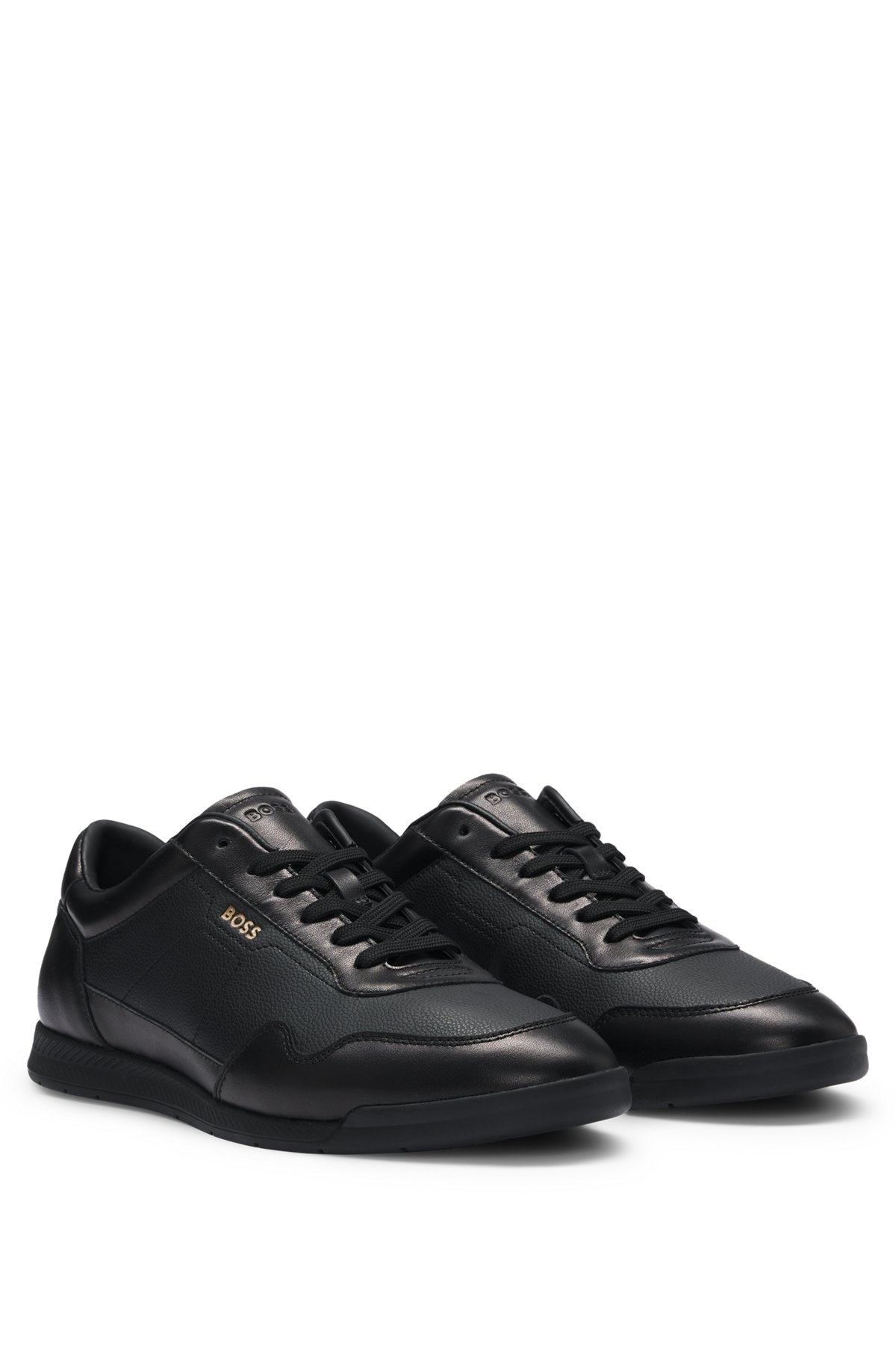 FAUX-LEATHER TRAINERS WITH GOLD-TONE BRANDING - 2