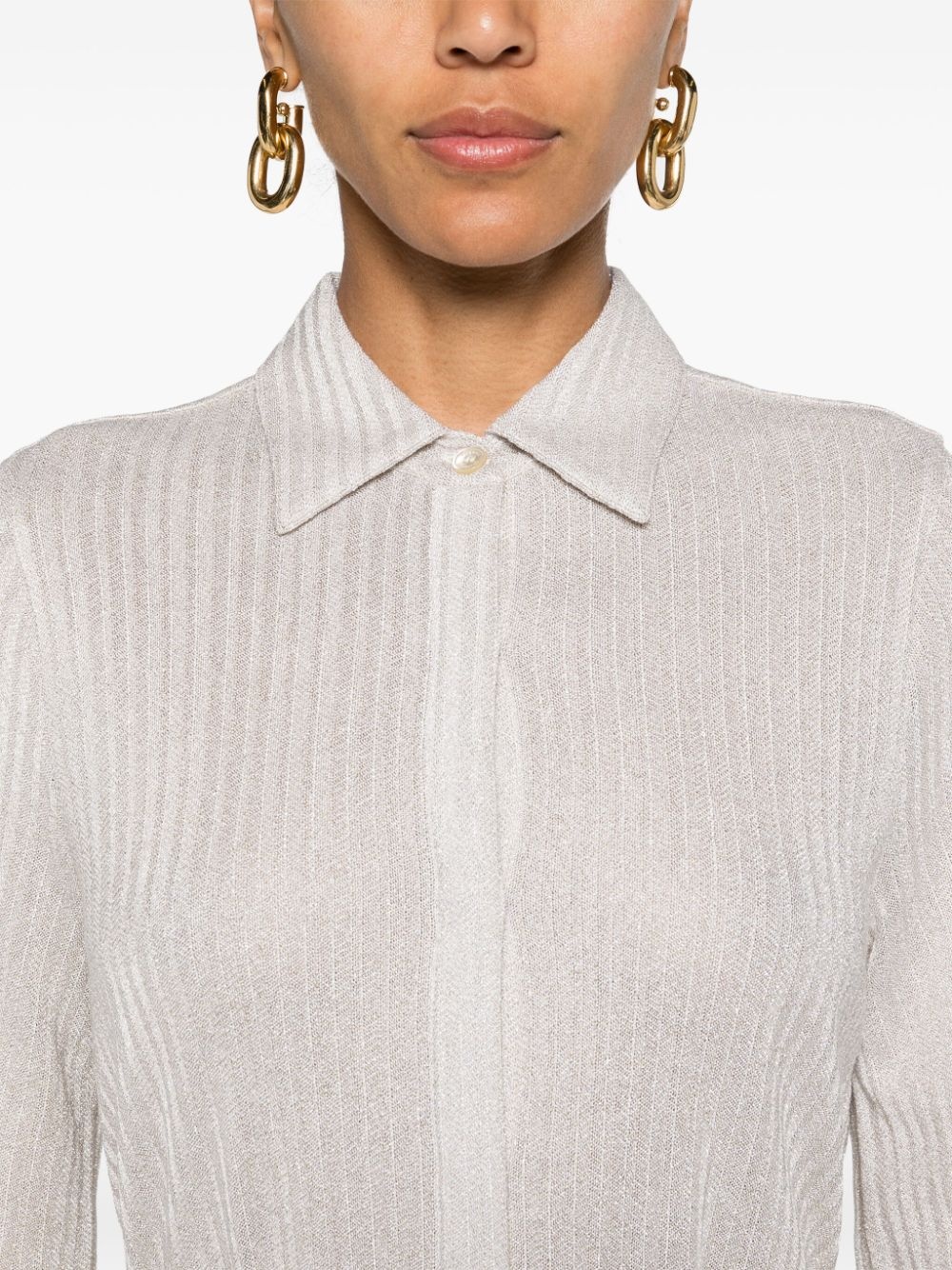 lamÃ©-effect belted shirtdress - 5
