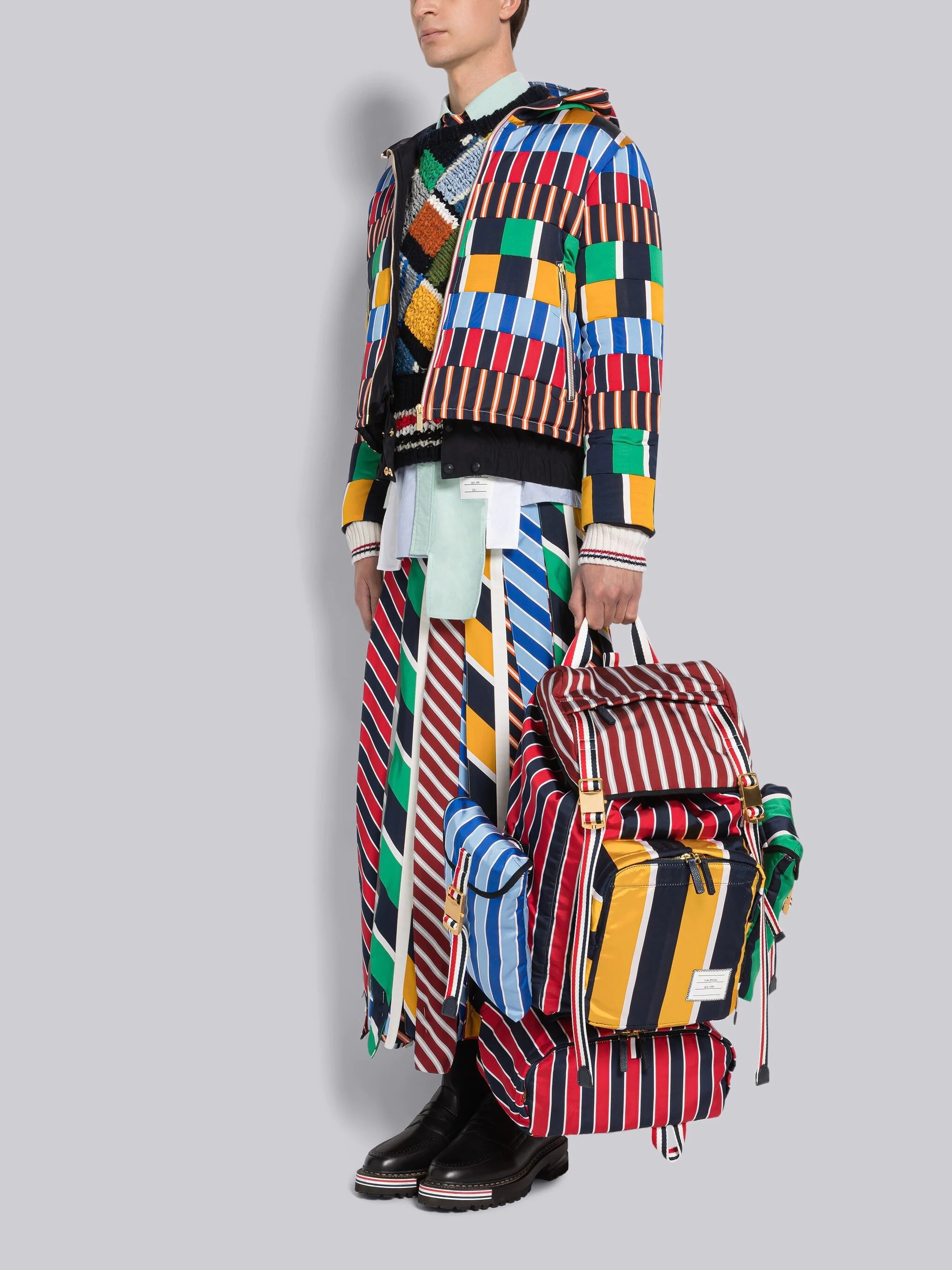 Fun-Mix Stripe Tie Jacquard Mountaineering Backpack - 6