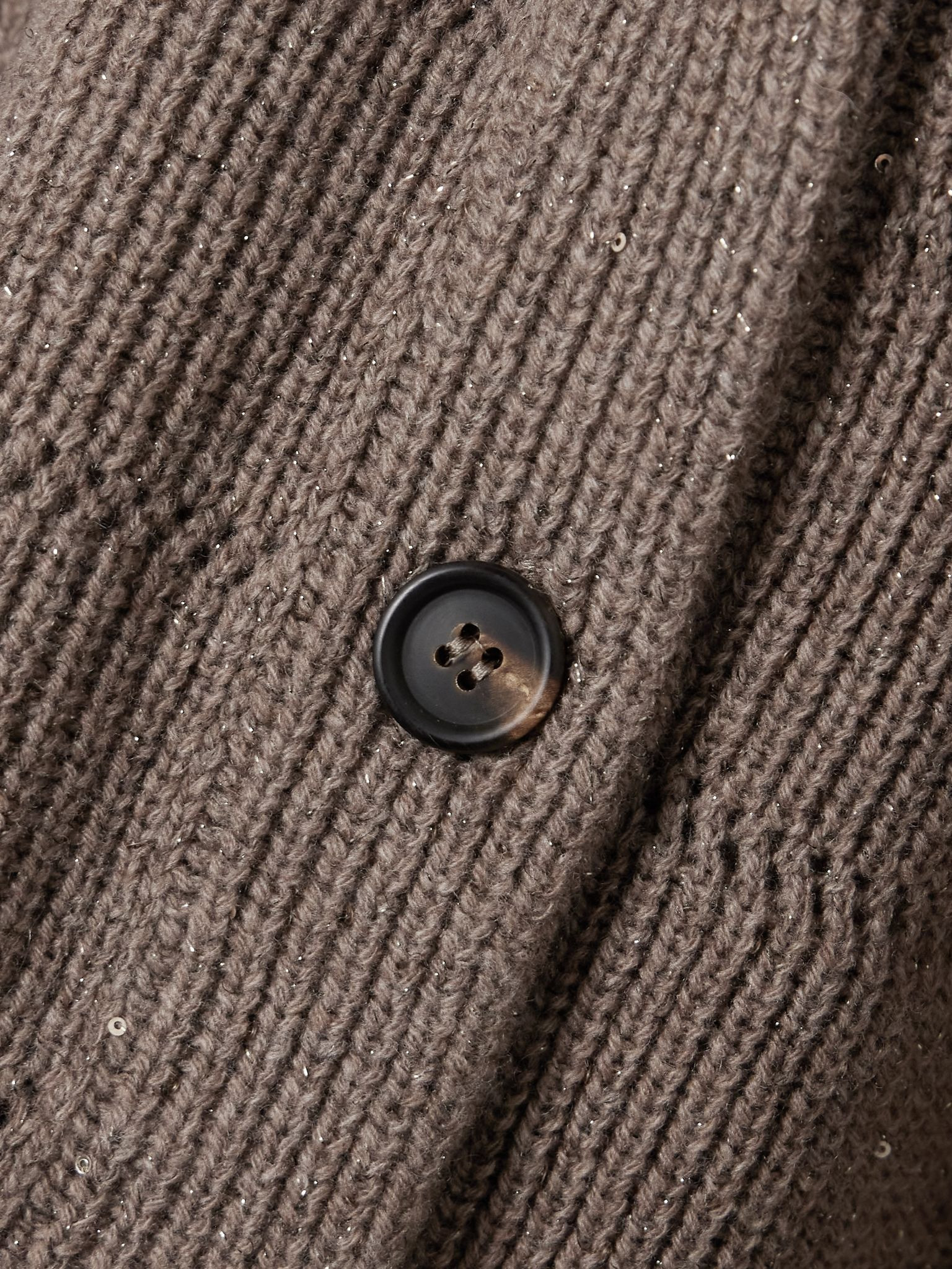 Sequined pointelle-knit cardigan Brown - 5
