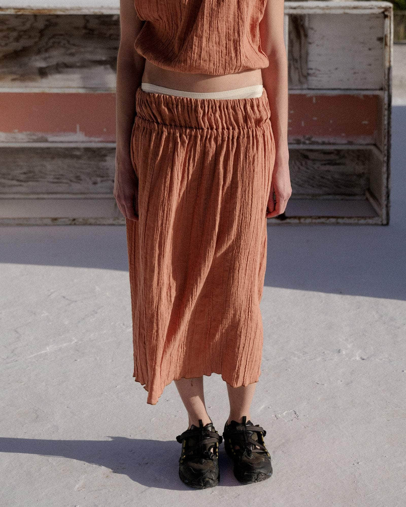 BASERANGE Diph Skirt - Crinkle Linen outlook