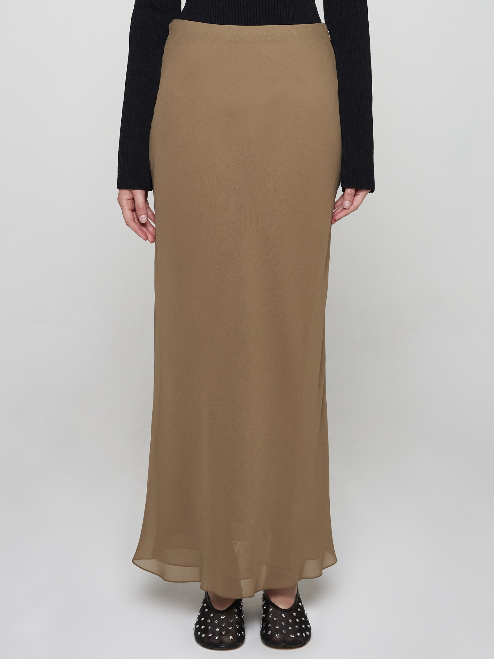 Mauva silk long skirt - 3