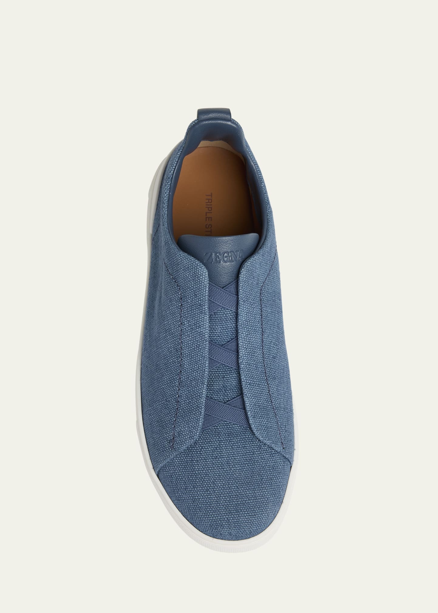 Men's Triple Stitch Linen Slip-On Sneakers - 3
