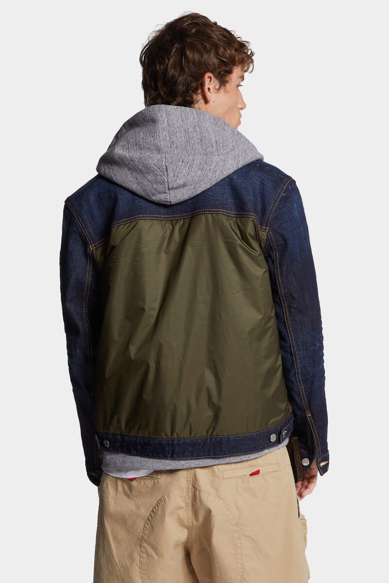 DARK URBAN WASH DENIM PUFFER JEAN JACKET - 4