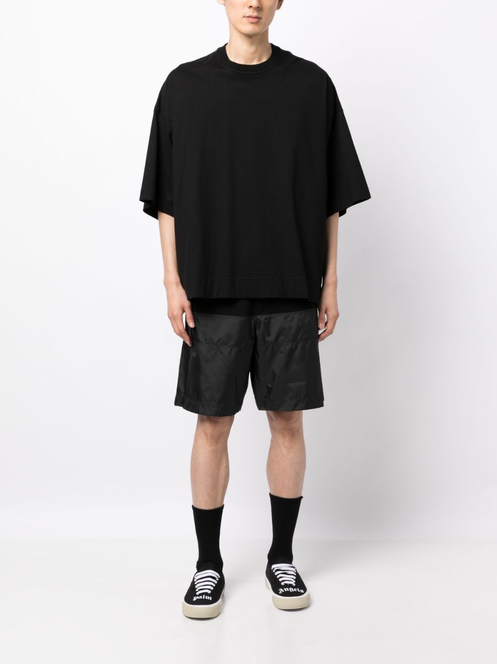 panelled-design elasticated-waistband track shorts - 2