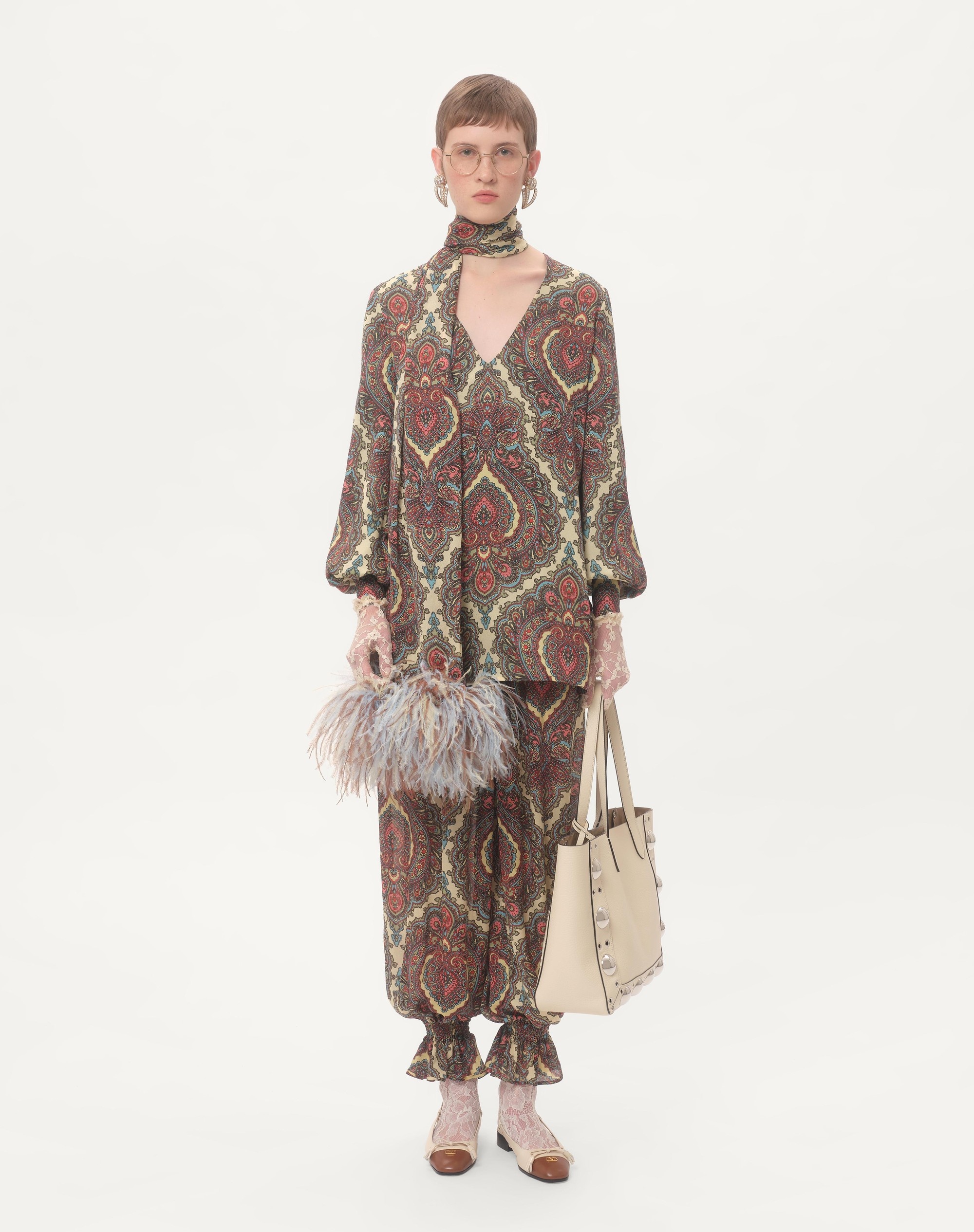 VOYAGE IMAGINAIRE CASHMERE PRINT GEORGETTE PANTS - 2