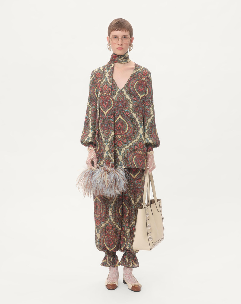 Valentino VOYAGE IMAGINAIRE CASHMERE PRINT GEORGETTE PANTS outlook