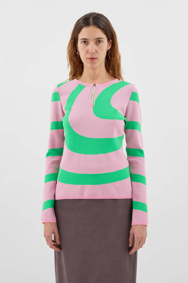 SUNNEI FITTED TOP W ZIP SPIRAL / pink & electric green outlook