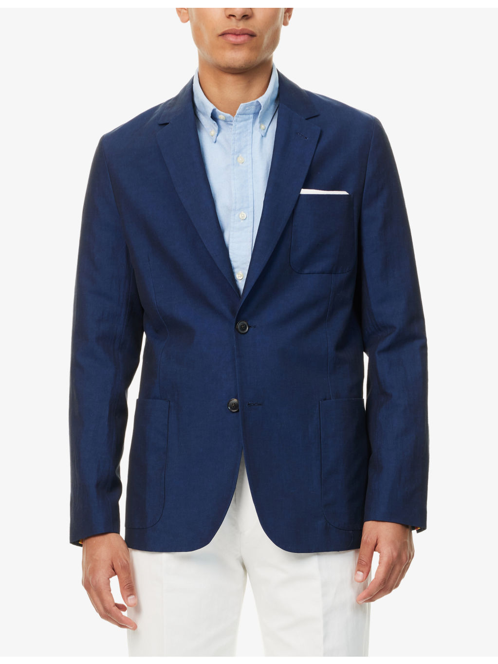 Single-Breasted Slim-Fit Cotton and Linen-Blend Blazer - 3