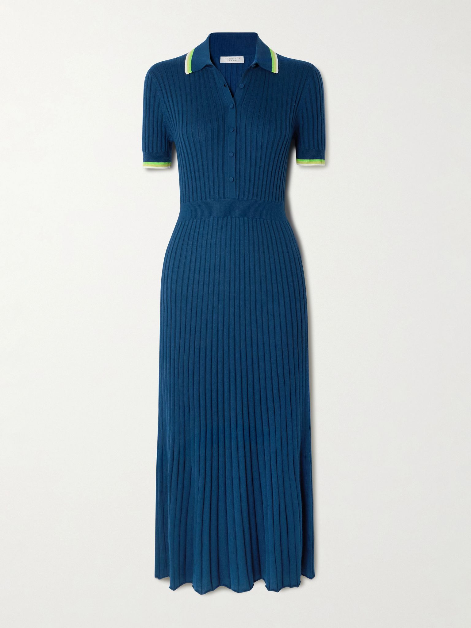 Eyot ribbed silk and cashmere-blend midi dress Mid denim - 1