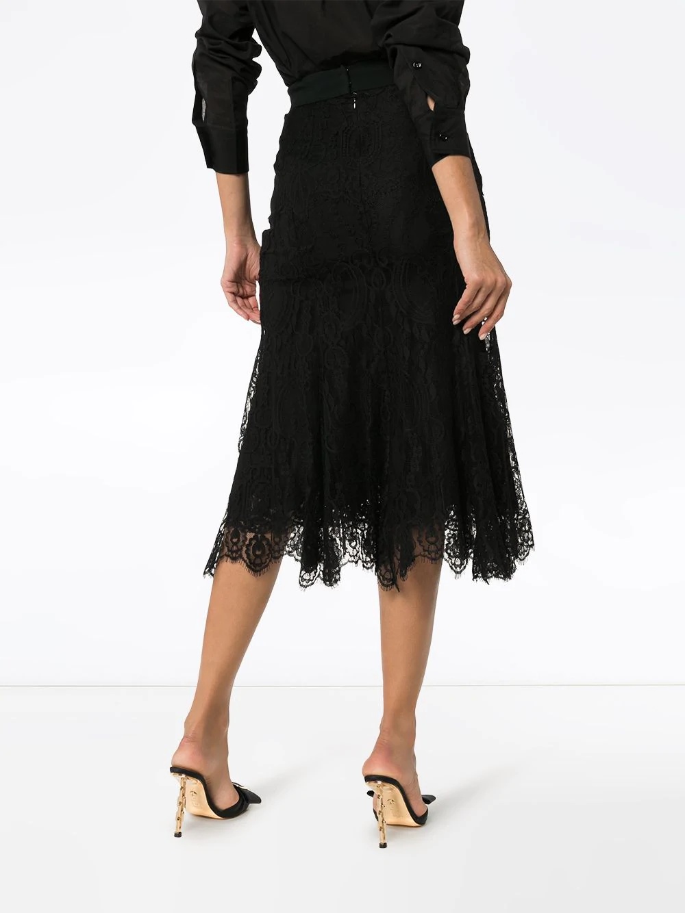 fluted lace midi skirt - 4