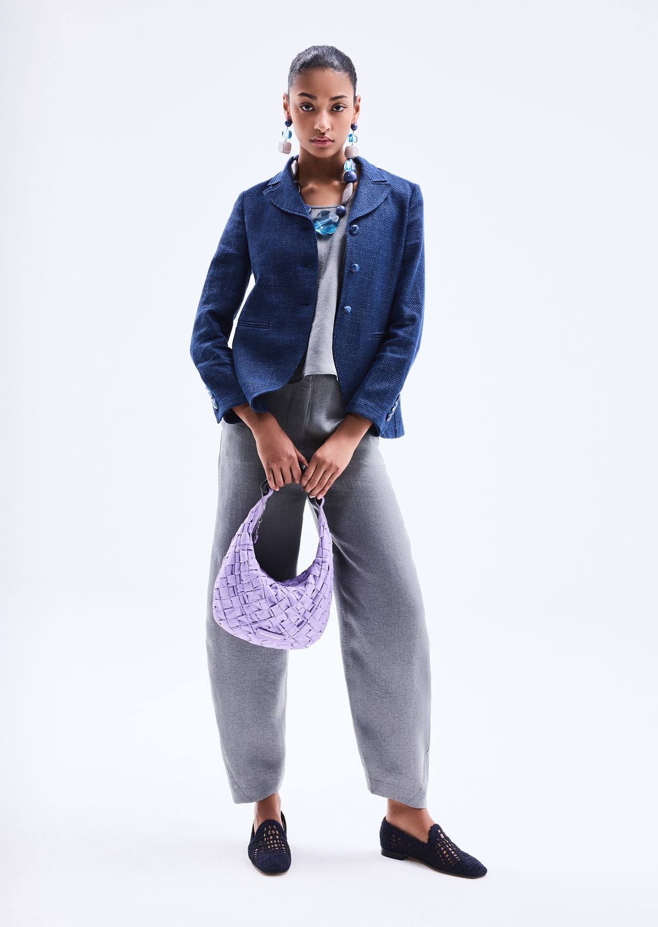ASV top in a Lyocell and silk blend with a geometric micro motif - 6