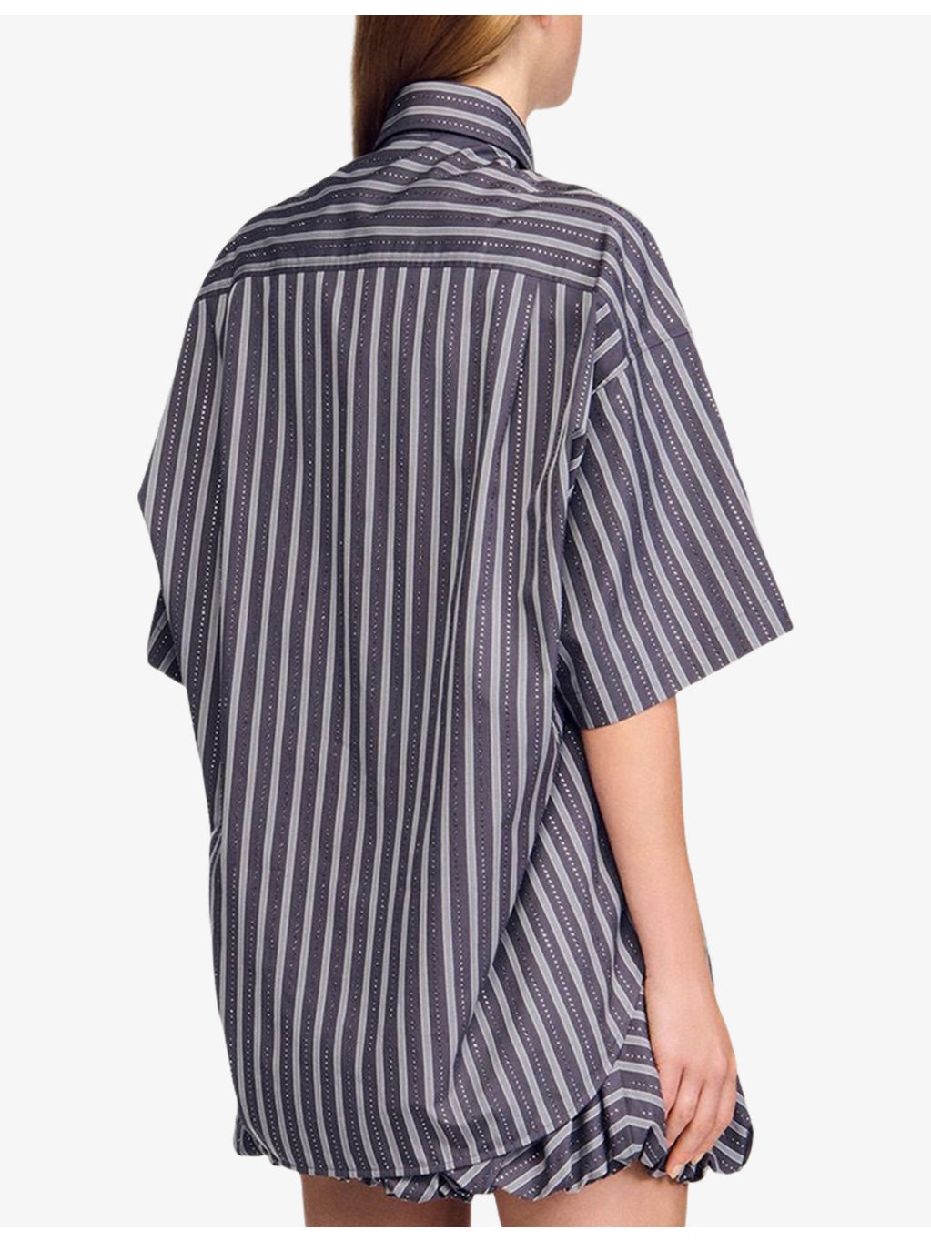 Striped Rhinestone-Embellished Cotton Shirt - 4