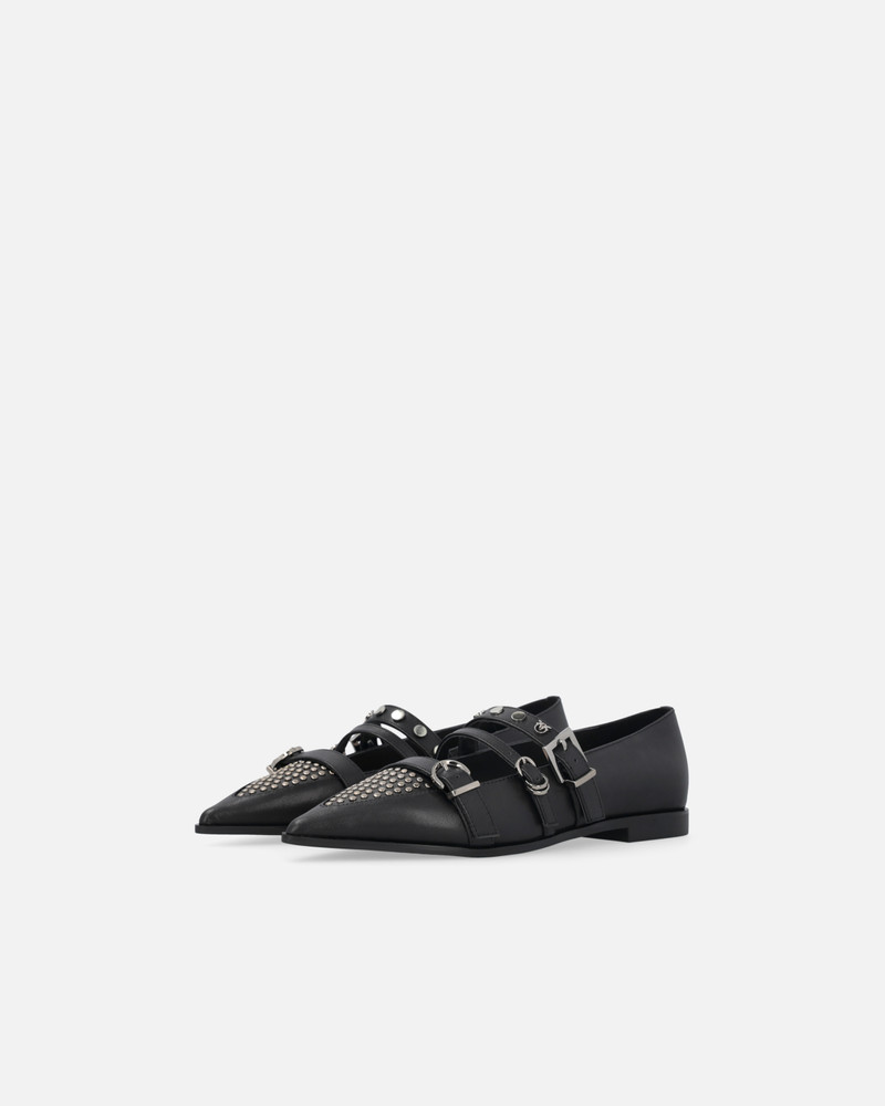 POINTED-TOE LEATHER BALLERINAS WITH STUDS 6