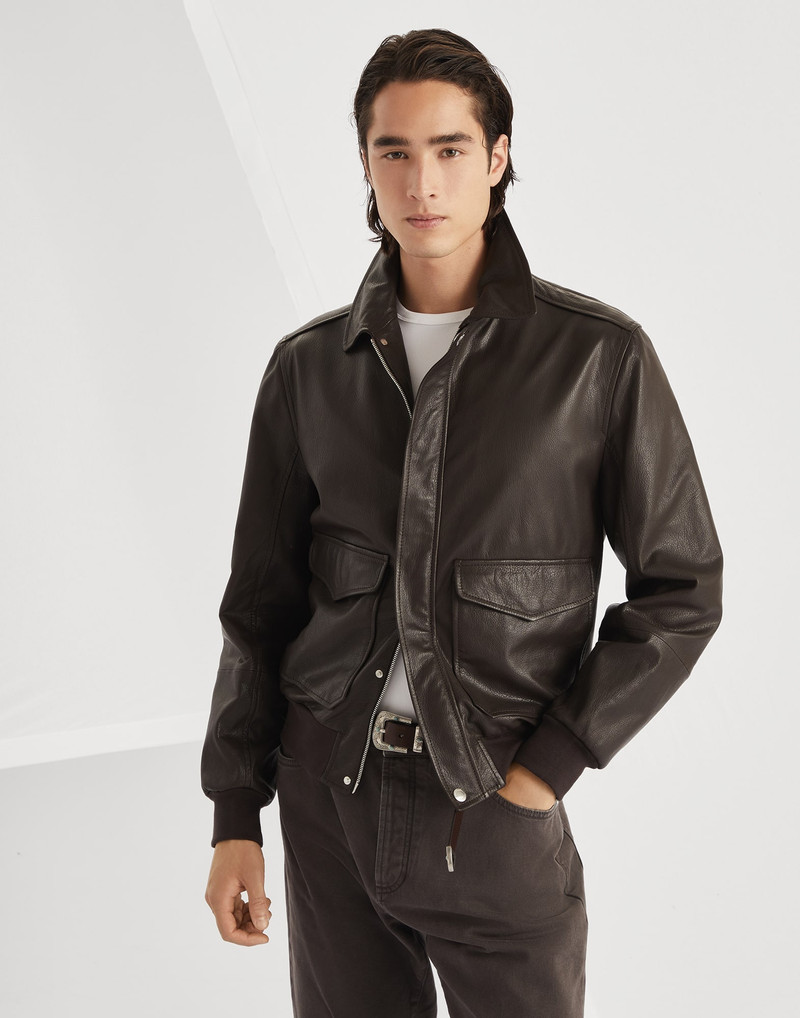 곡물 가죽 aviator 재킷 1