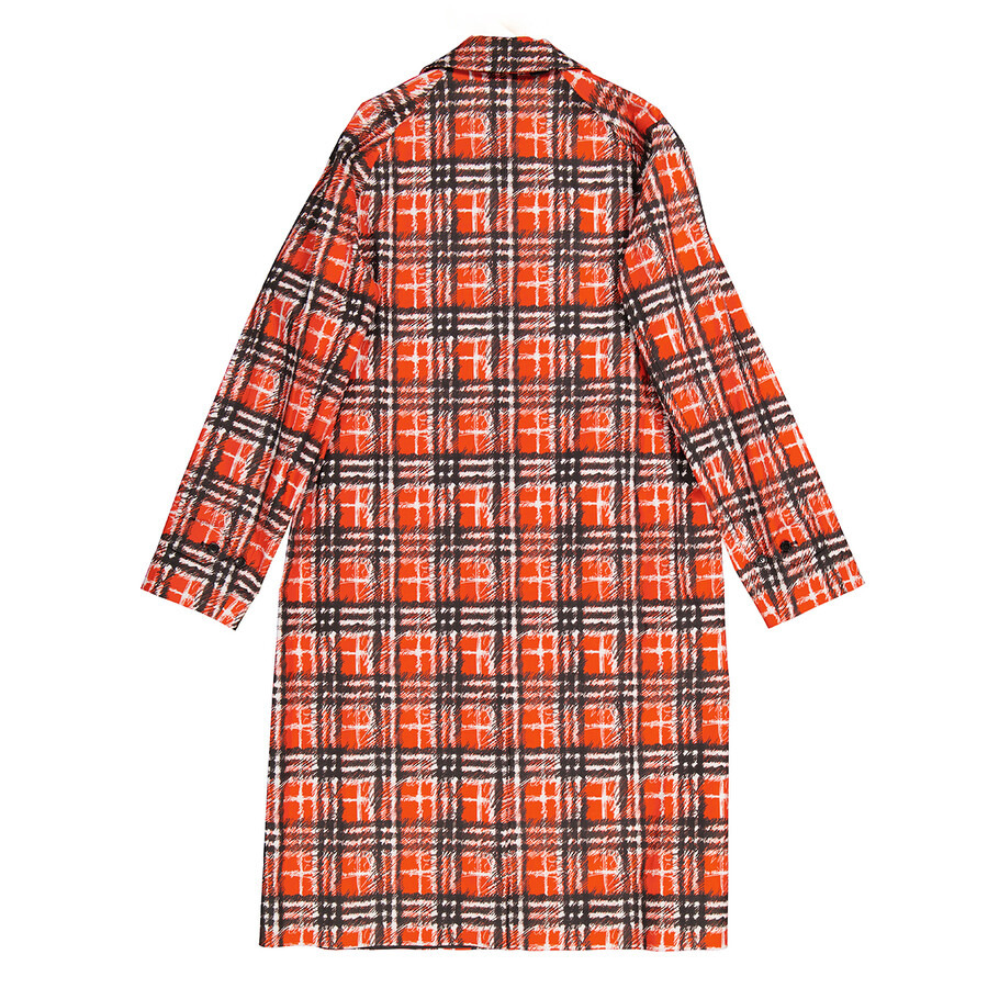 Burberry Scribble Check Cotton Car Coat In Bright Military Red - 7