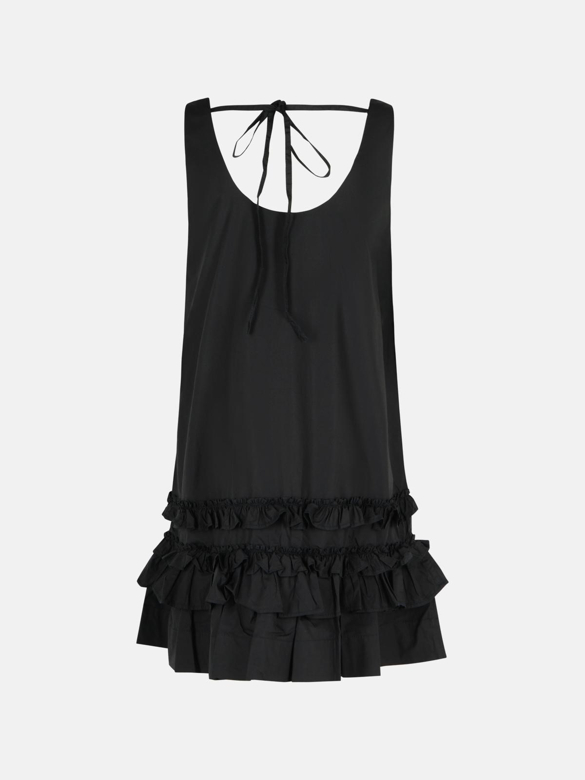 MINI DRESS IN BLACK COTTON POPLIN - 3