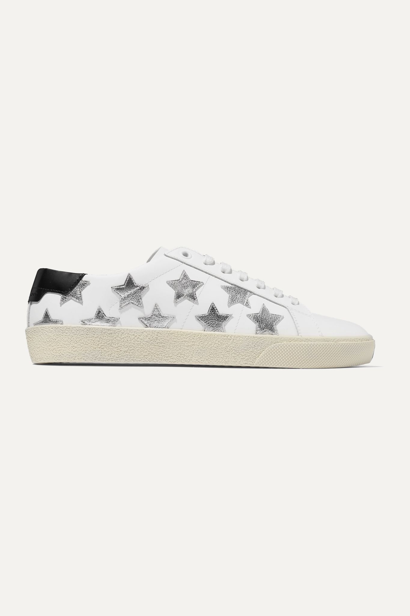 Court Classic appliquéd metallic-trimmed leather sneakers - 1