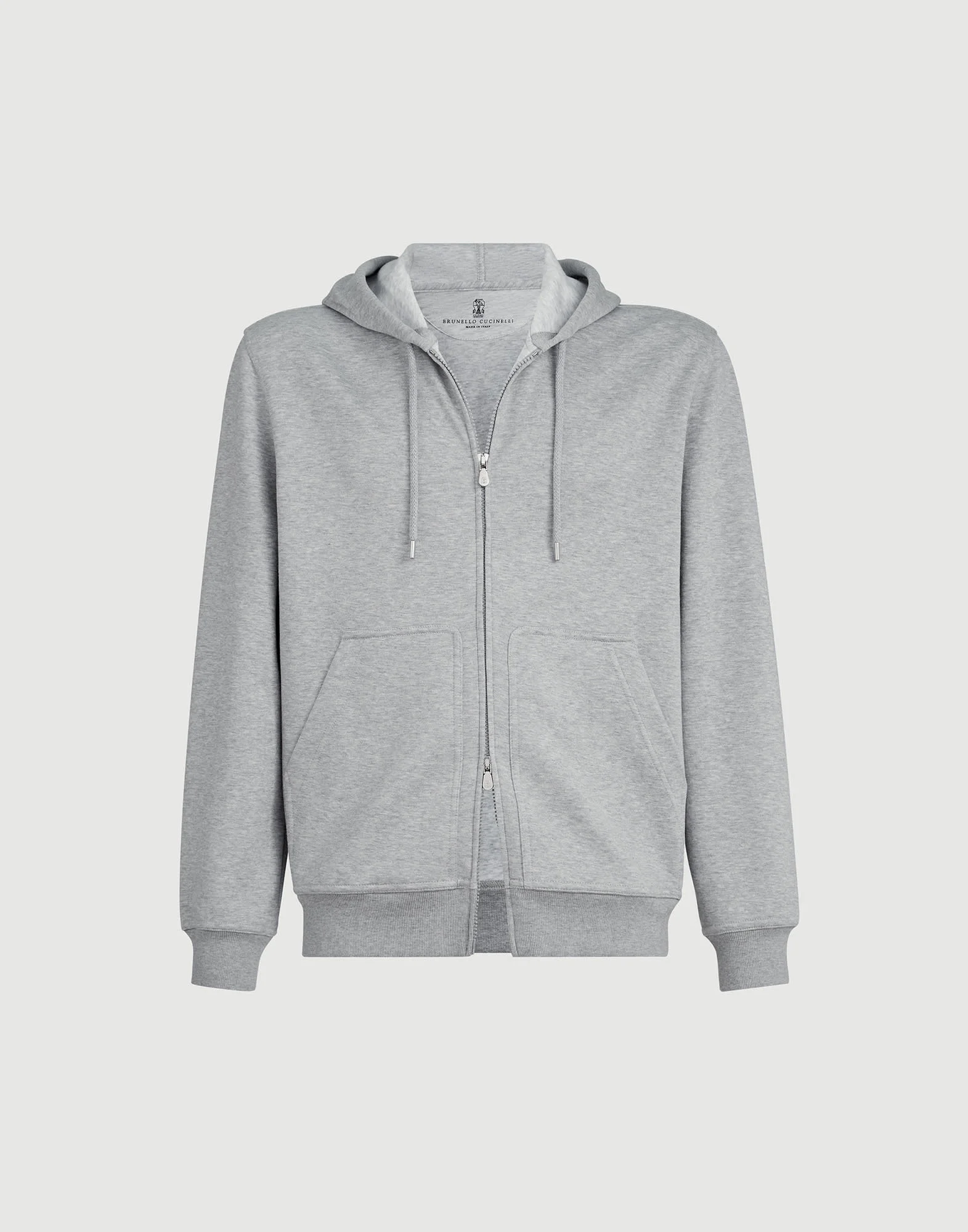 Cotton, cashmere and silk French terry double cloth hooded sweatshirt with zipper - 1