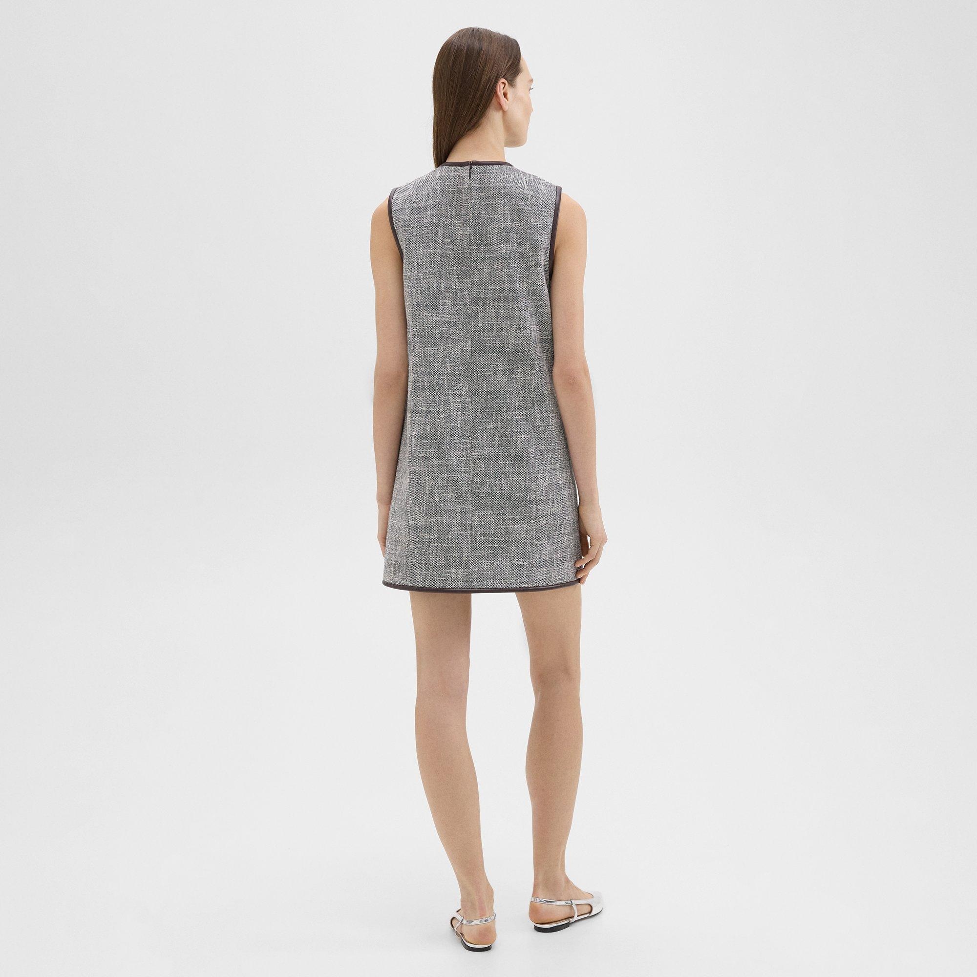 Relaxed Sleeveless Dress in Canvas Tweed - 4