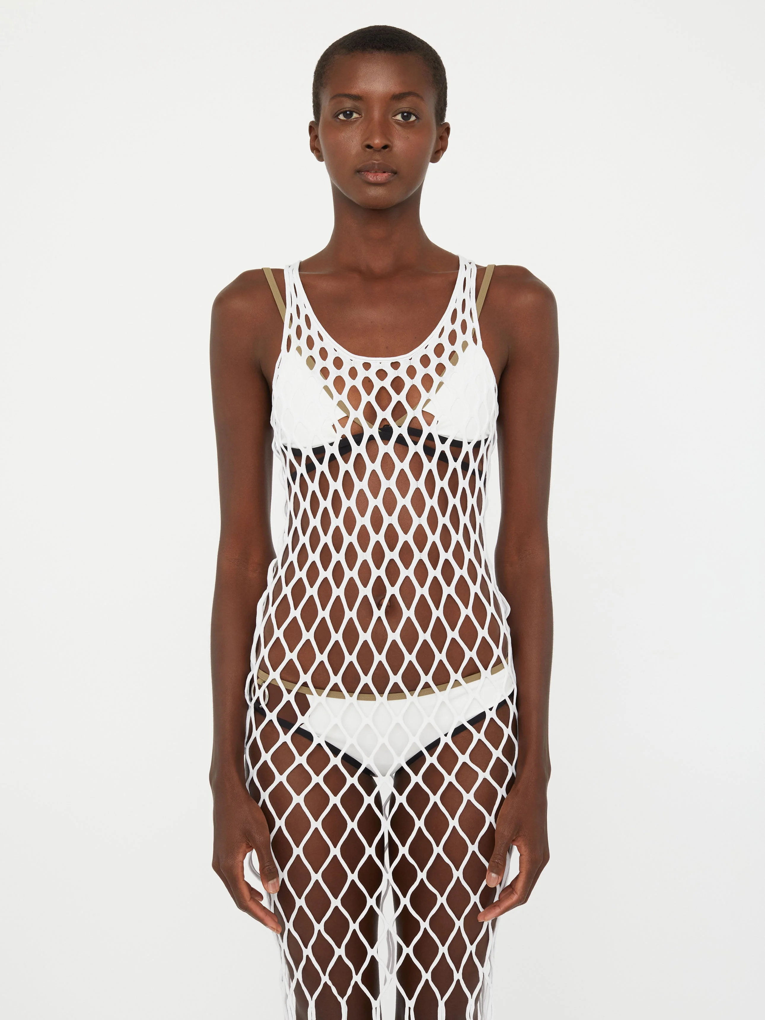 CHRISTOPHER ESBER Knitted Mesh Tank Dress - 25023264-WHITE | REVERSIBLE