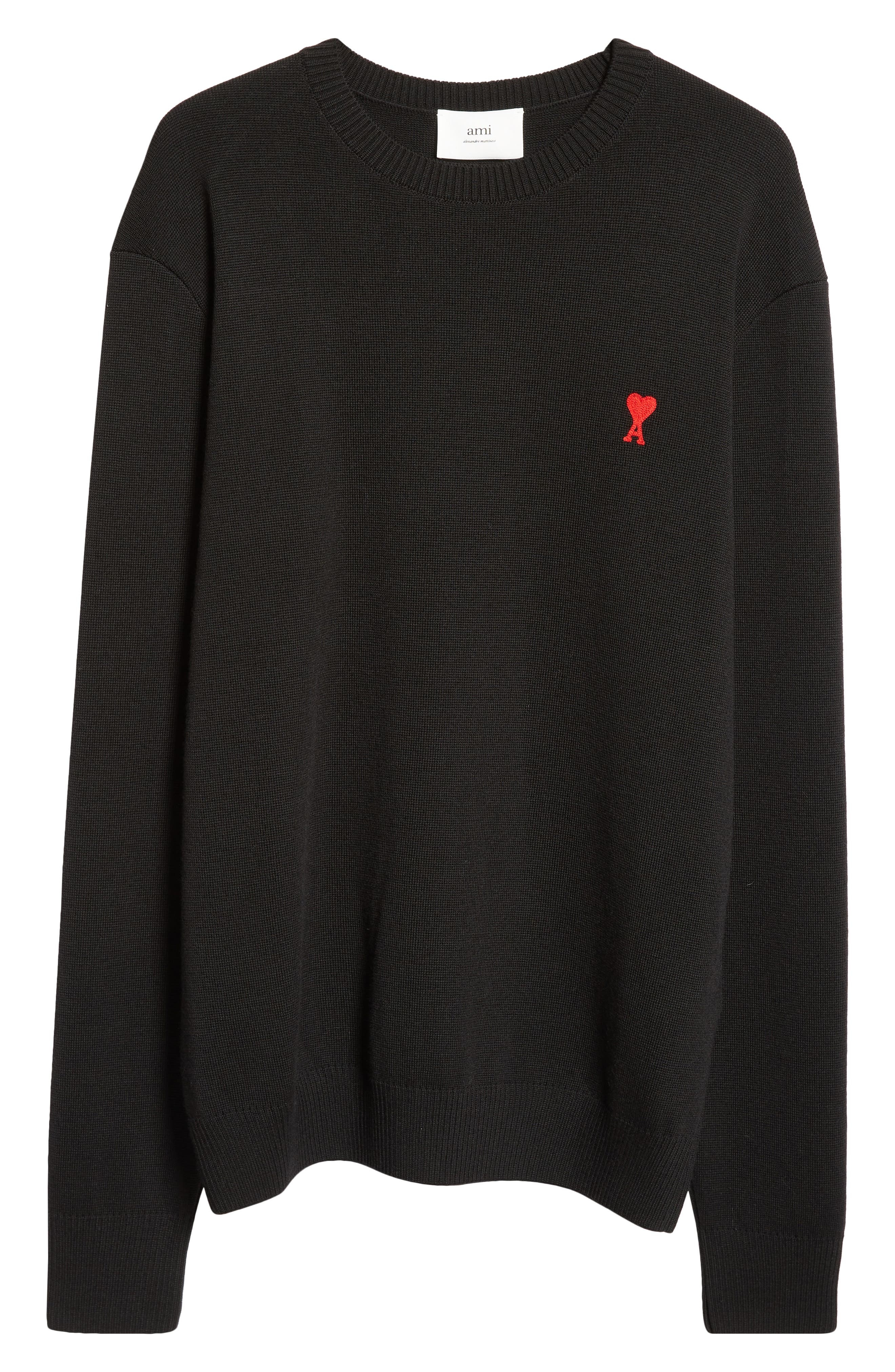 AMI PARIS Ami de Coeur Wool Crewneck Sweater in Black at Nordstrom - 6