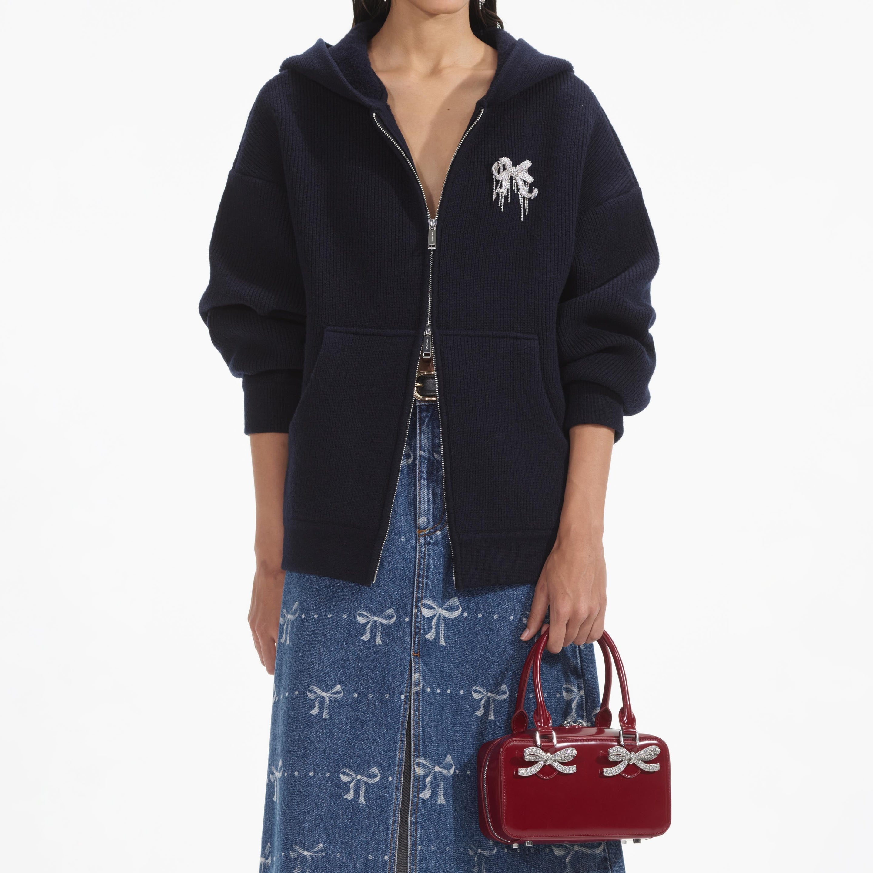Navy Knit Hoodie - 5