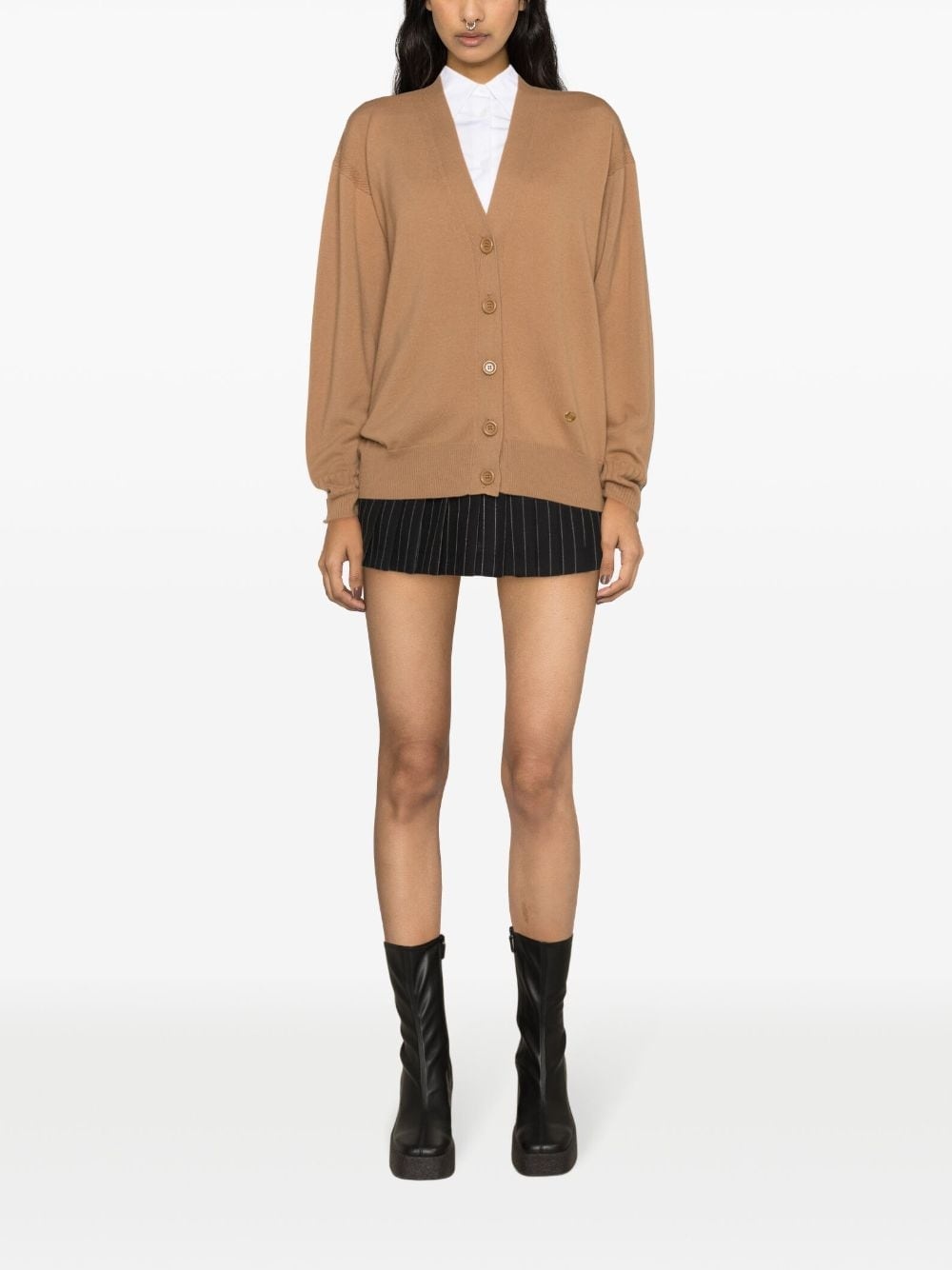 Iconic logo-appliquÃ© virgin-wool cardigan - 2