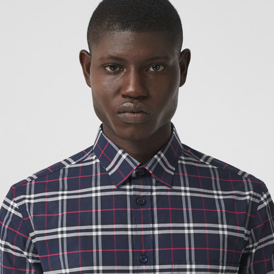 Burberry Short-sleeve Small Scale Check Stretch Cotton Shirt outlook