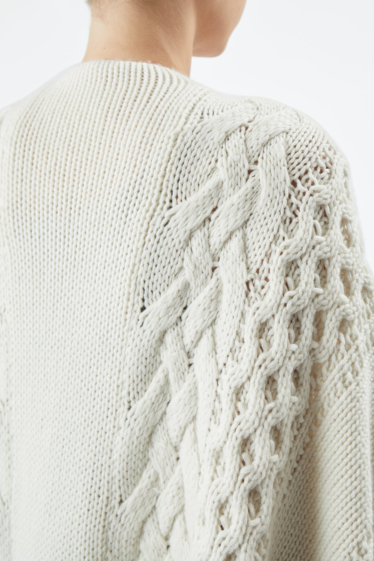 Alma Knit Poncho in Ivory Cashmere - 6