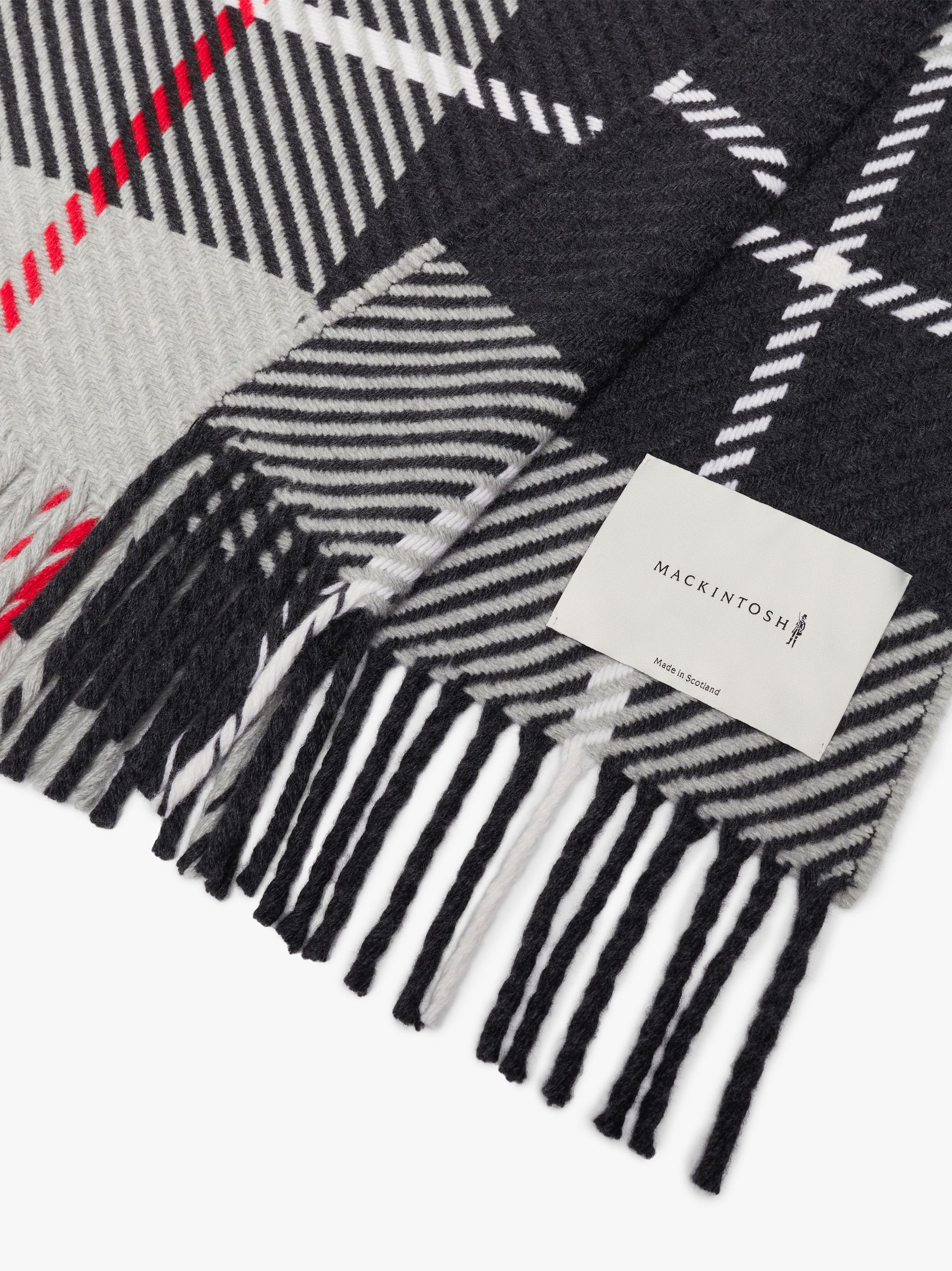 BARCLAY GREY CHECK MERINO WOOL & CASHMERE SCARF | ACC-022 - 3