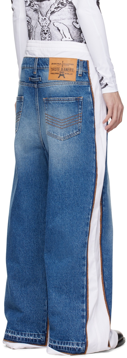 Blue & White 'The Trompe L'œil' Denim Trousers - 3