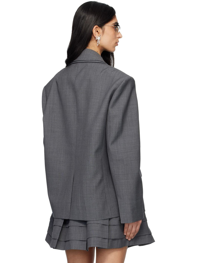 Gray Peak Lapel Oversized Blazer 3