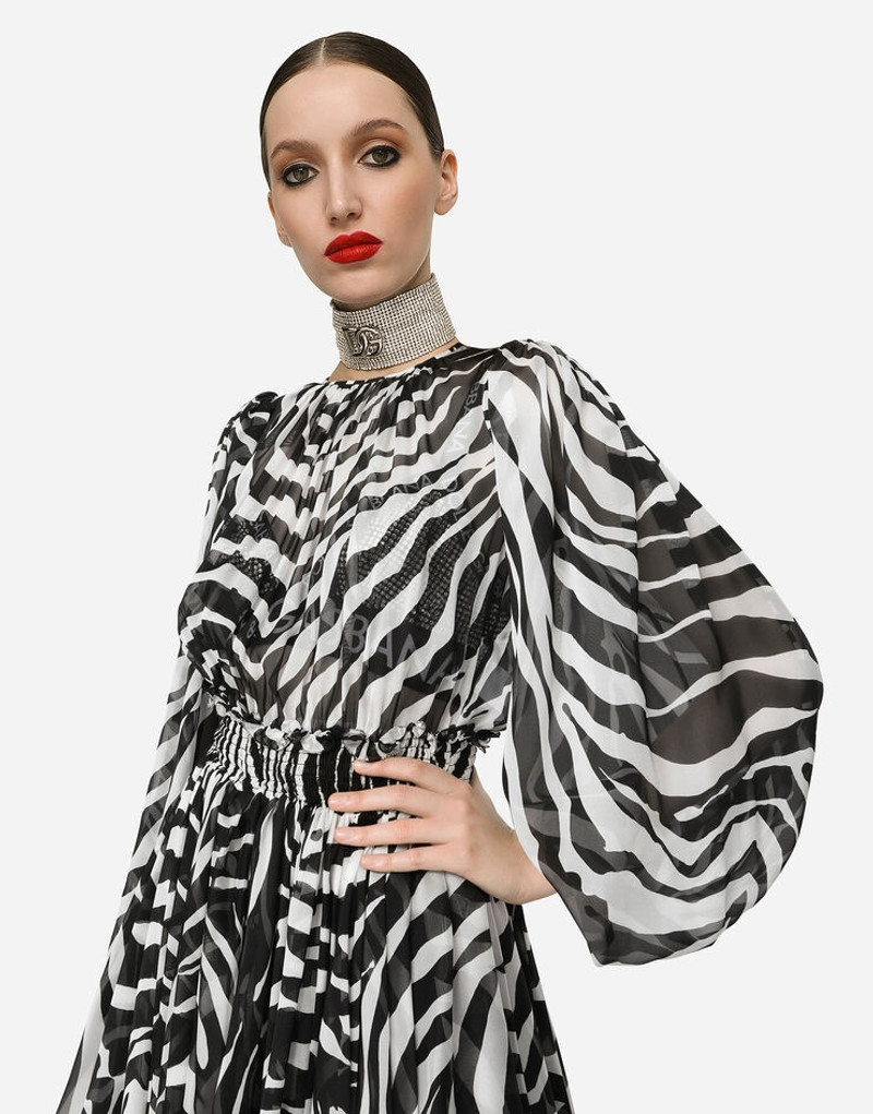 Short zebra-print chiffon dress 4