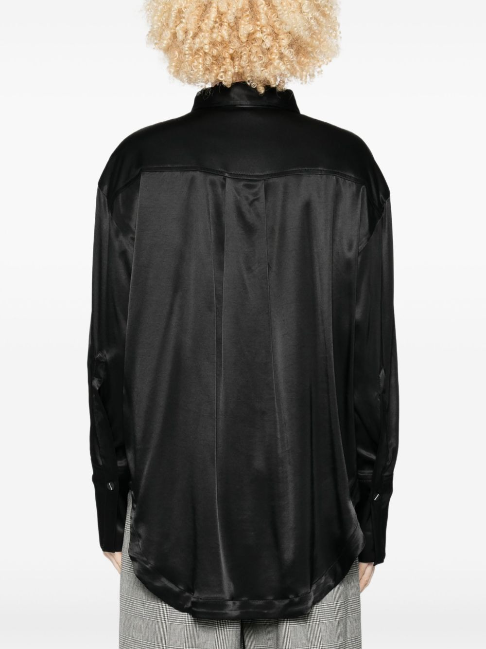 satin curved-hem shirt - 4