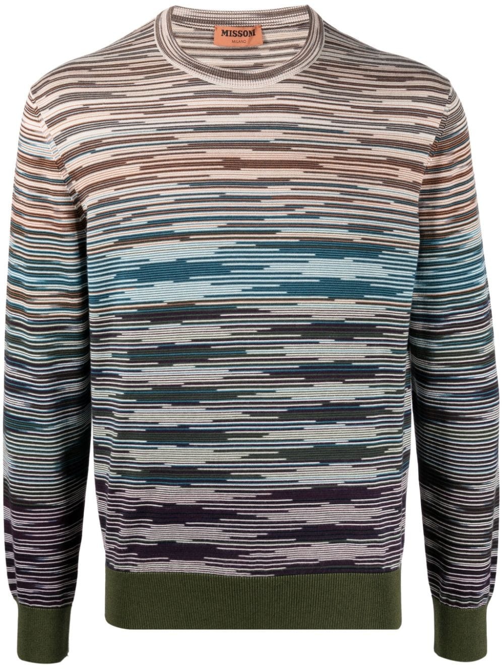 intarsia stripe-knit crew-neck jumper - 1