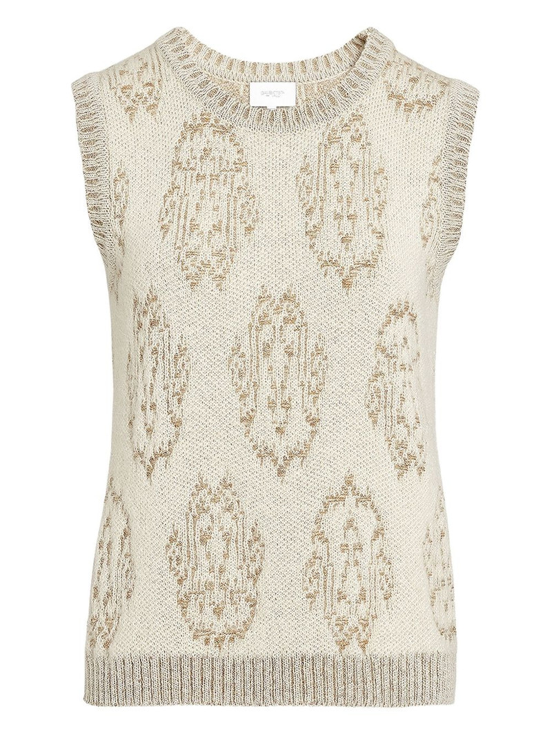 Ikat-pattern sleeveless vest 1