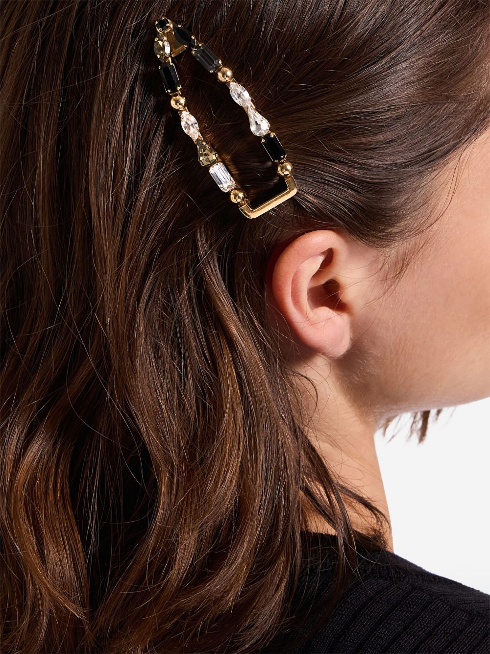 crystal-embellished rectangle hair clip - 3