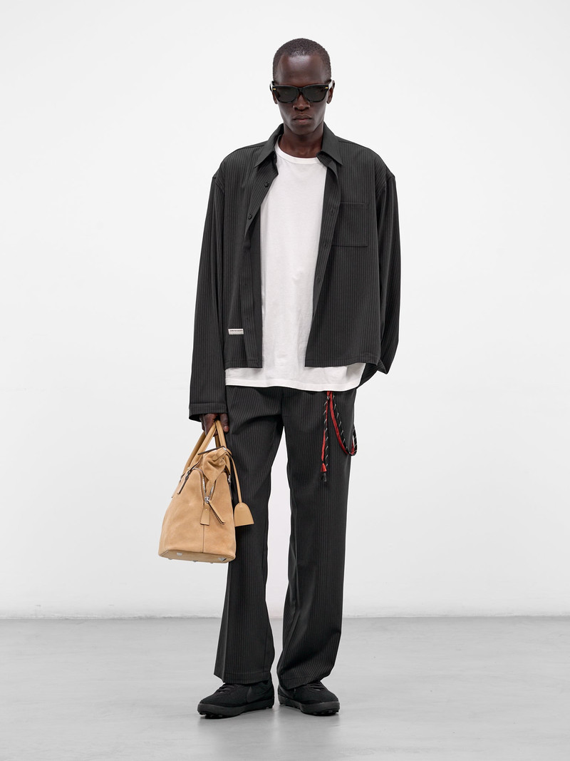 Song for the Mute Navy Pinstripe Boxy Shirt outlook