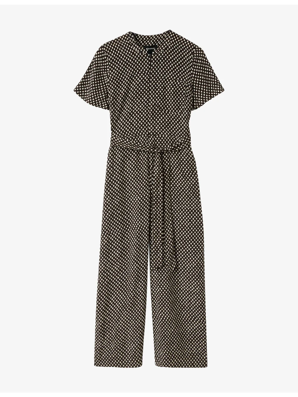 Checked Short-Sleeve Woven Jumpsuit - 1