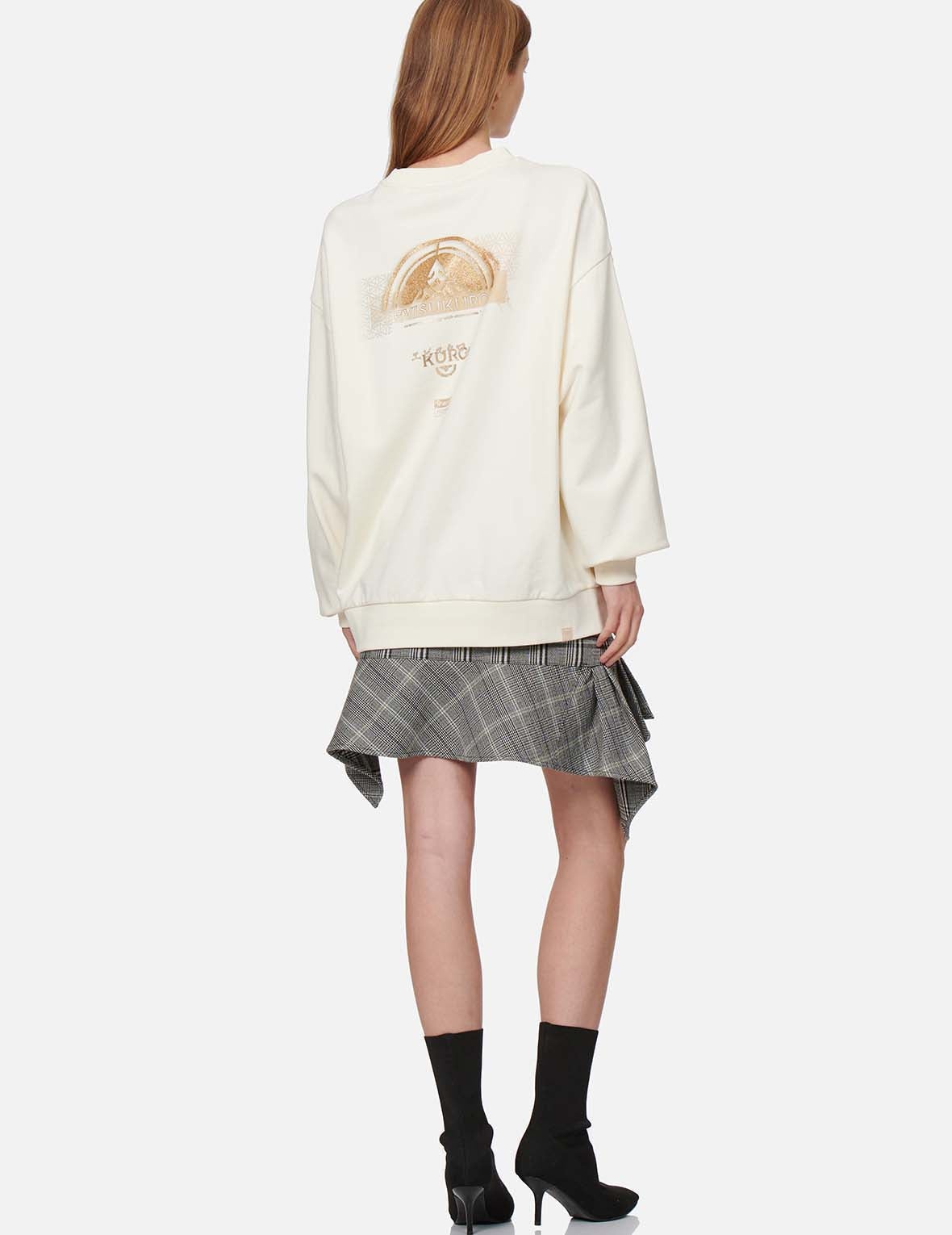 Kamon Glitter Print Oversize Sweatshirt - 5
