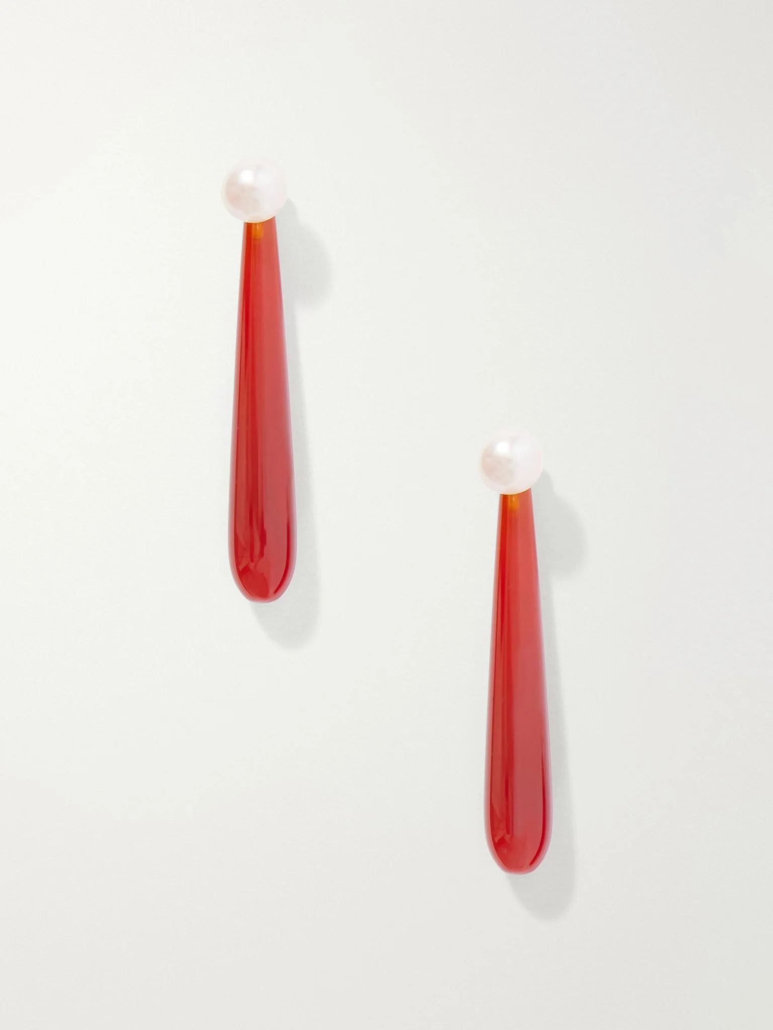 Angelyne medium sterling silver, carnelian and pearl earrings Red - 1