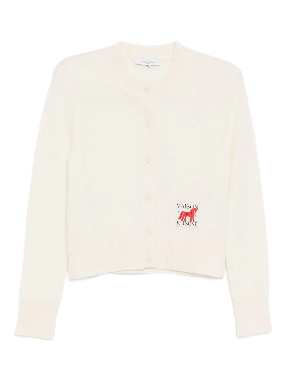 logo-patch button-up cardigan - 1
